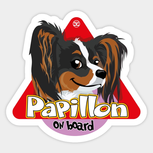 Papillon On Board - Tricolor Sticker by DoggyGraphics